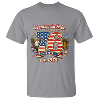 Patriotic Bicentennial Babe Est 1976 T Shirt Eagle Fireworks 50th Birthday