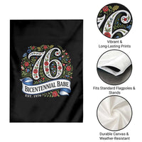 Vintage Floral Bicentennial Babe Est 1976 Garden Flag Elegant 50th Birthday