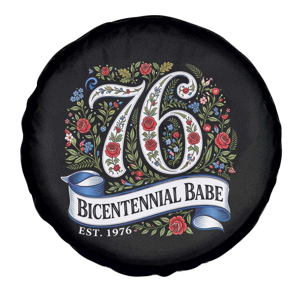 Vintage Floral Bicentennial Babe Est 1976 Spare Tire Cover Elegant 50th Birthday