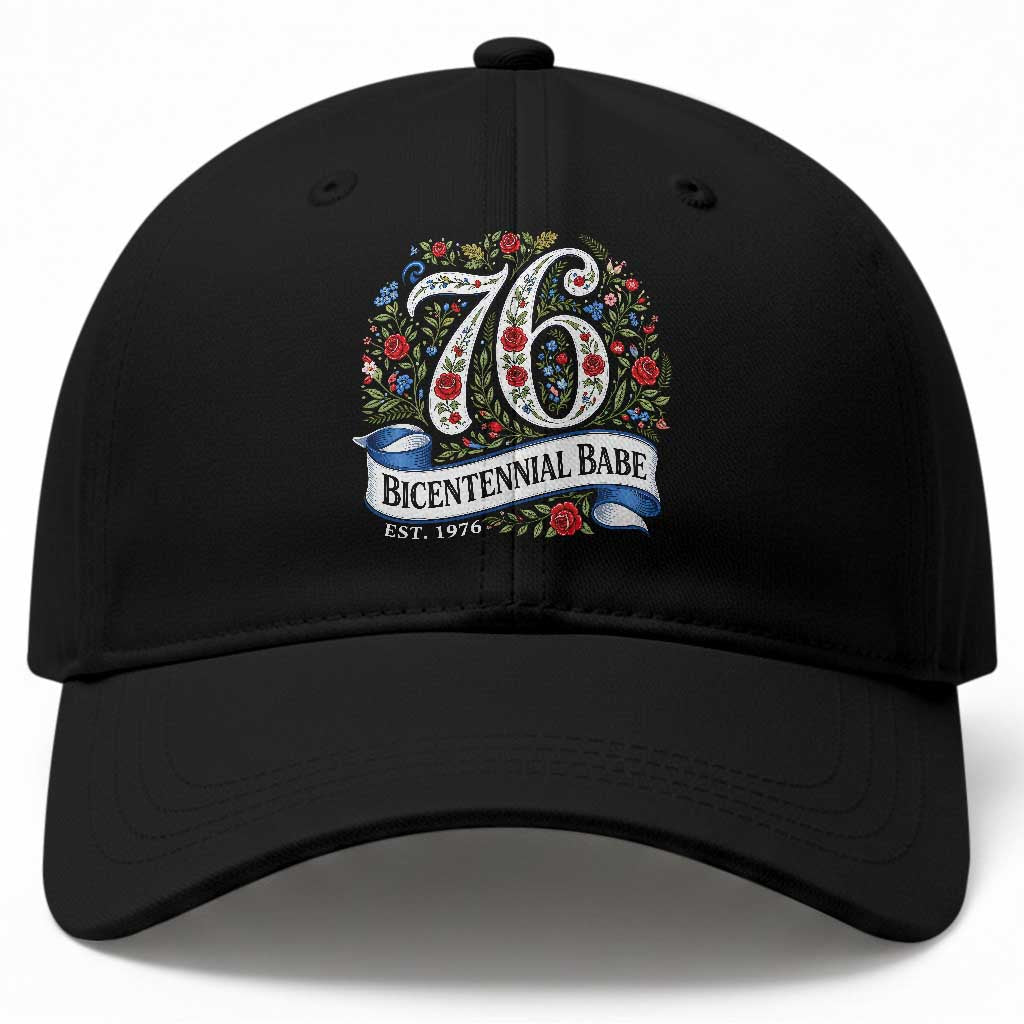 Vintage Floral Bicentennial Babe Est 1976 Baseball Cap Elegant 50th Birthday
