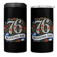 Vintage Floral Bicentennial Babe Est 1976 4 in 1 Can Cooler Tumbler Elegant 50th Birthday