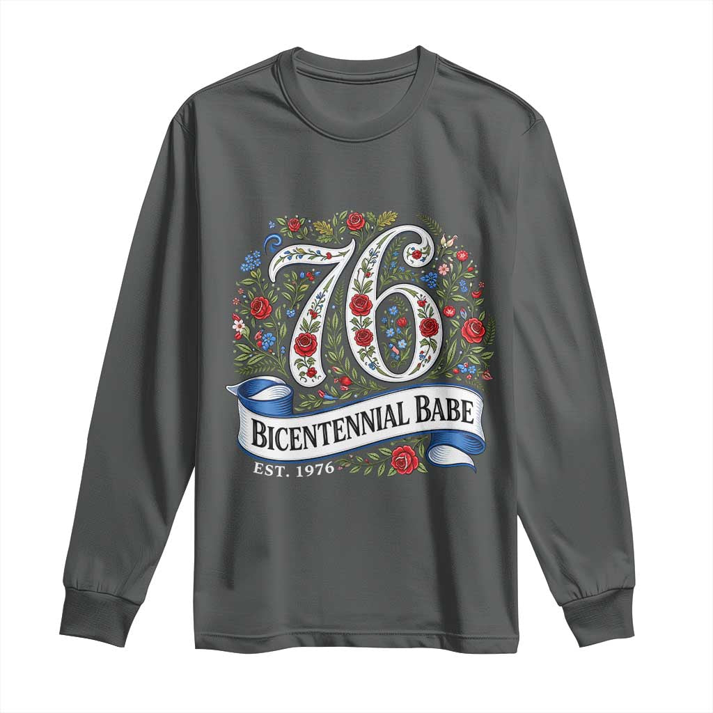 Vintage Floral Bicentennial Babe Est 1976 Long Sleeve Shirt Elegant 50th Birthday