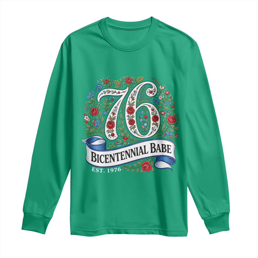 Vintage Floral Bicentennial Babe Est 1976 Long Sleeve Shirt Elegant 50th Birthday