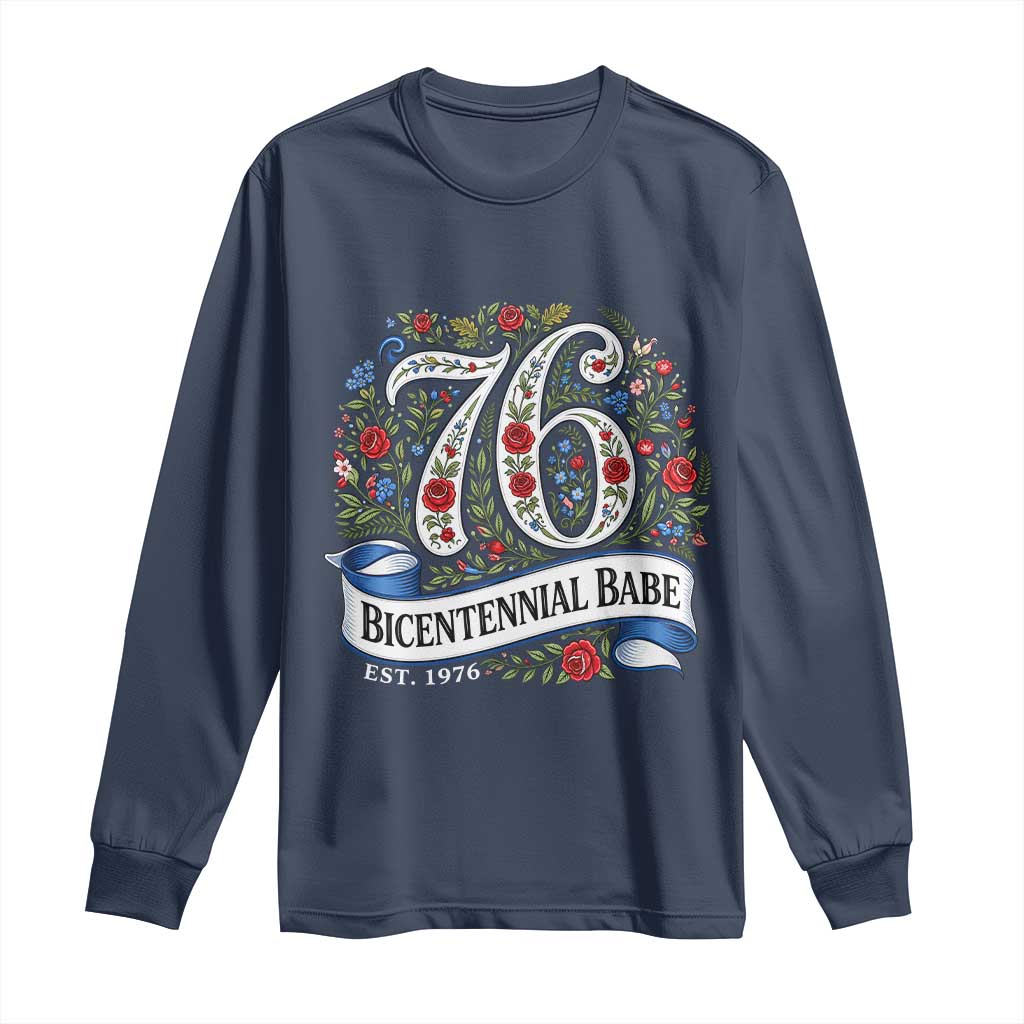 Vintage Floral Bicentennial Babe Est 1976 Long Sleeve Shirt Elegant 50th Birthday