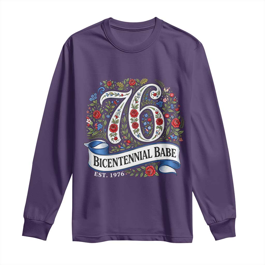 Vintage Floral Bicentennial Babe Est 1976 Long Sleeve Shirt Elegant 50th Birthday