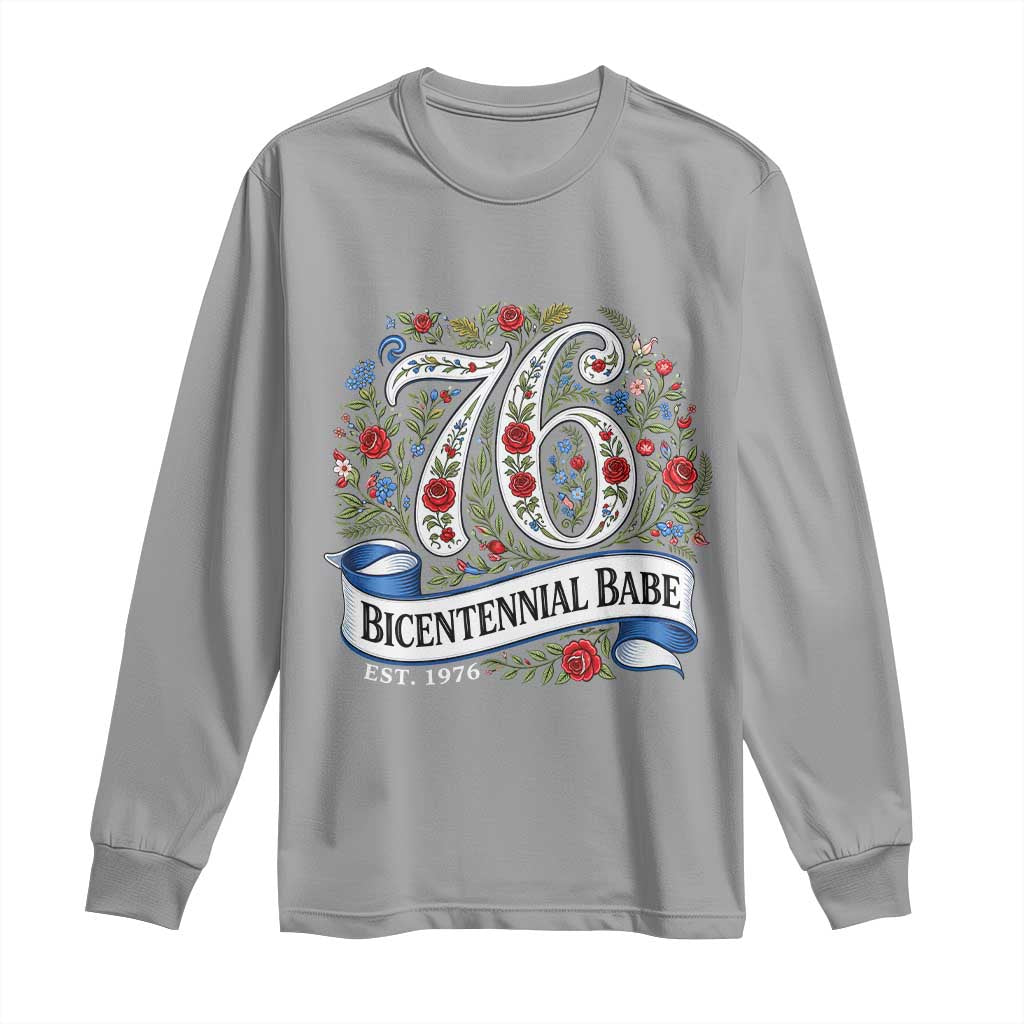 Vintage Floral Bicentennial Babe Est 1976 Long Sleeve Shirt Elegant 50th Birthday