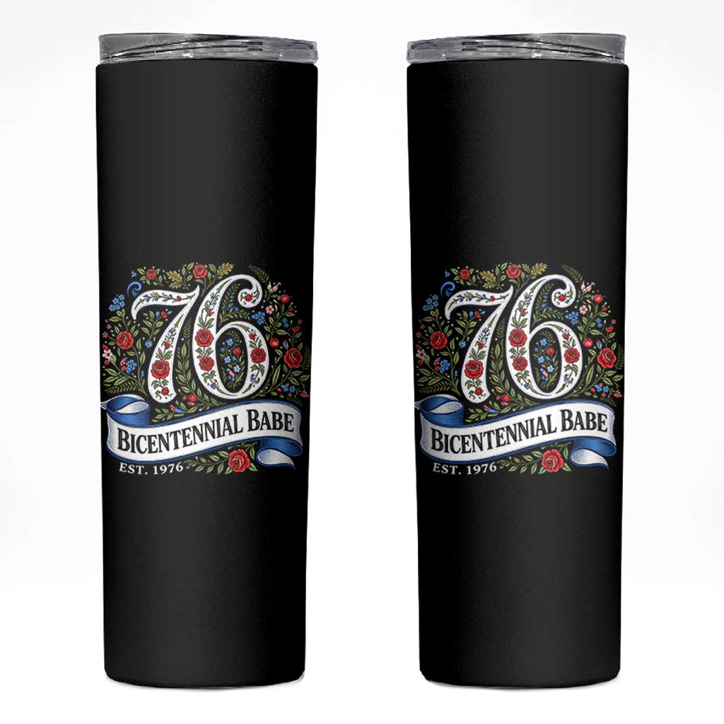 Vintage Floral Bicentennial Babe Est 1976 Skinny Tumbler Elegant 50th Birthday