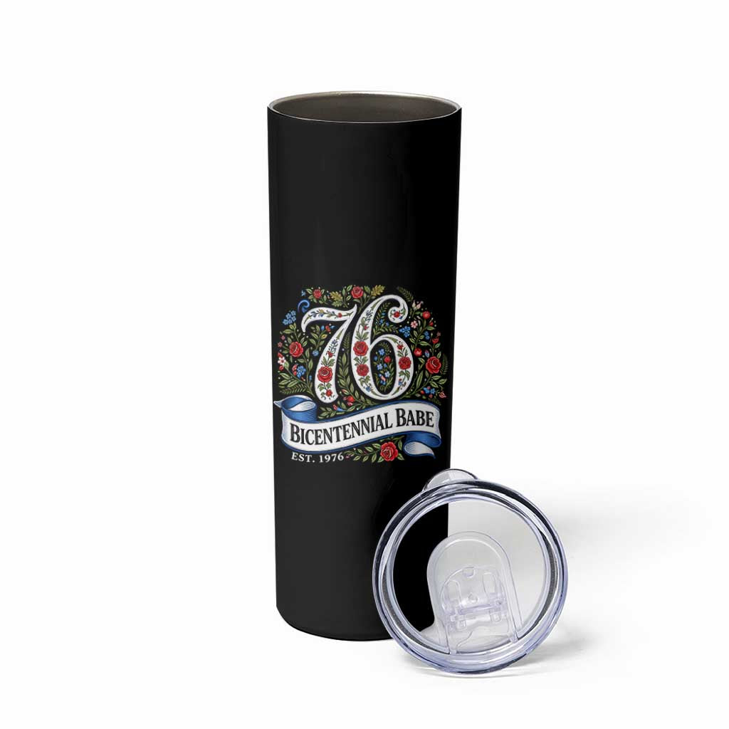 Vintage Floral Bicentennial Babe Est 1976 Skinny Tumbler Elegant 50th Birthday