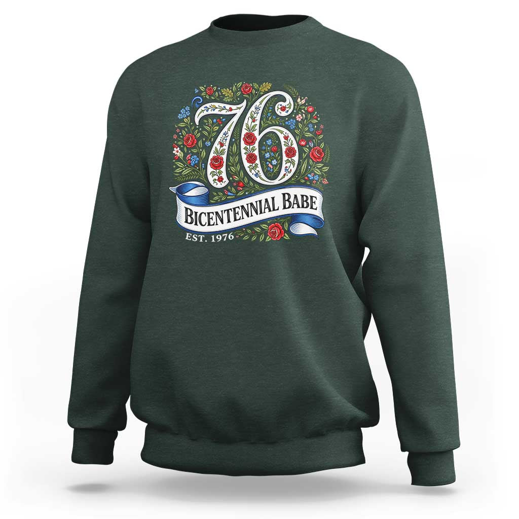 Vintage Floral Bicentennial Babe Est 1976 Sweatshirt Elegant 50th Birthday