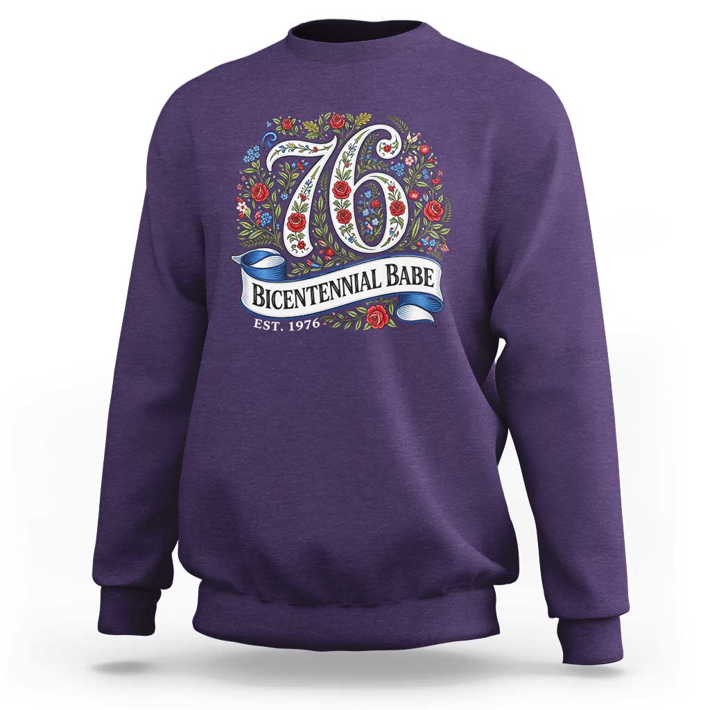 Vintage Floral Bicentennial Babe Est 1976 Sweatshirt Elegant 50th Birthday