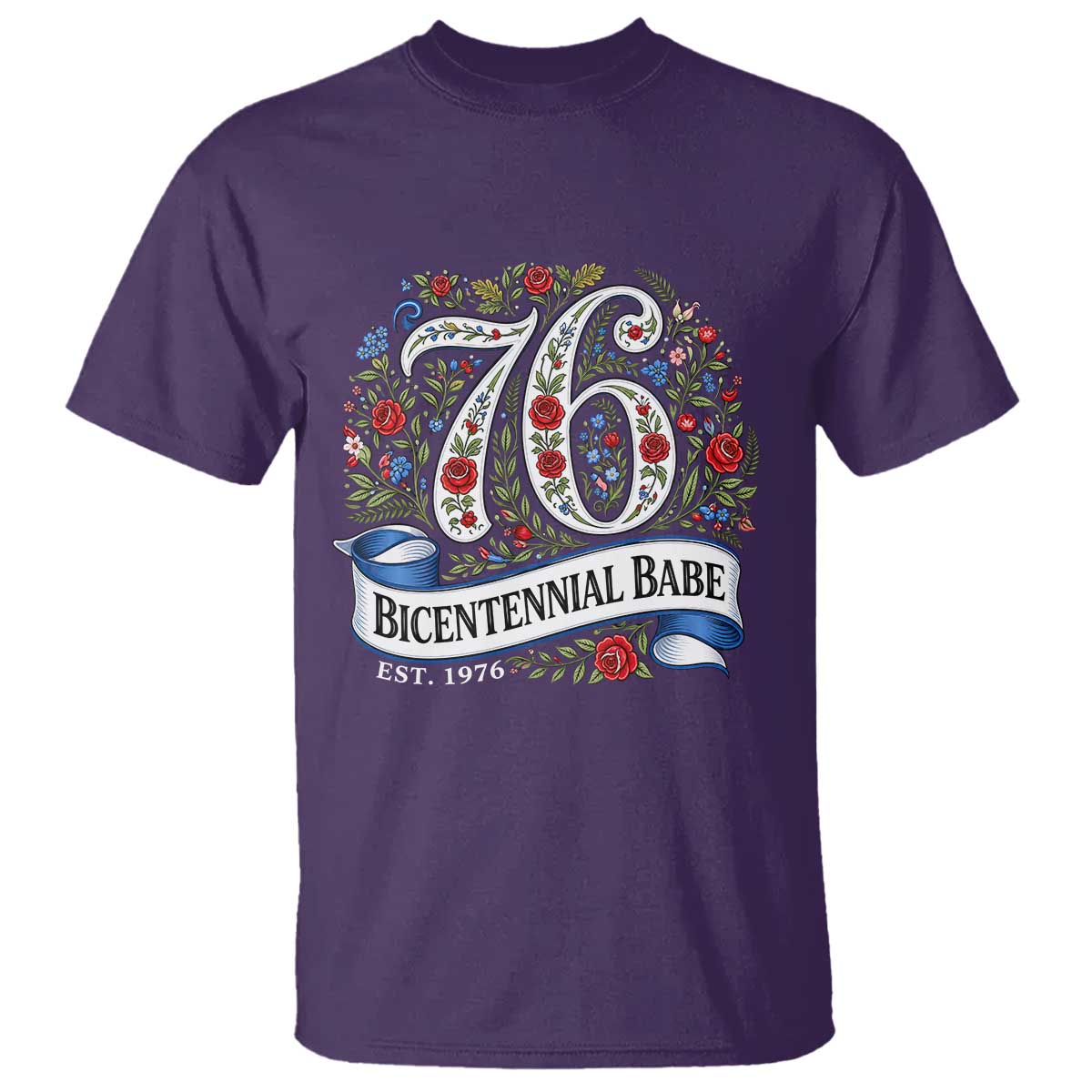 Vintage Floral Bicentennial Babe Est 1976 T Shirt Elegant 50th Birthday