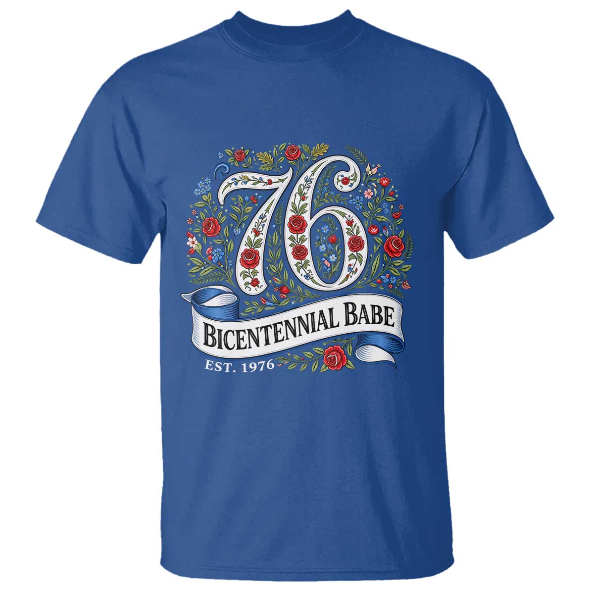 Vintage Floral Bicentennial Babe Est 1976 T Shirt Elegant 50th Birthday
