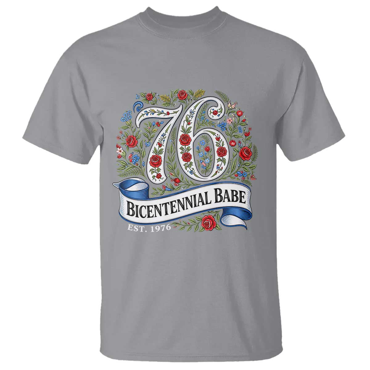 Vintage Floral Bicentennial Babe Est 1976 T Shirt Elegant 50th Birthday