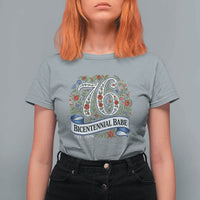Vintage Floral Bicentennial Babe Est 1976 T Shirt For Women Elegant 50th Birthday