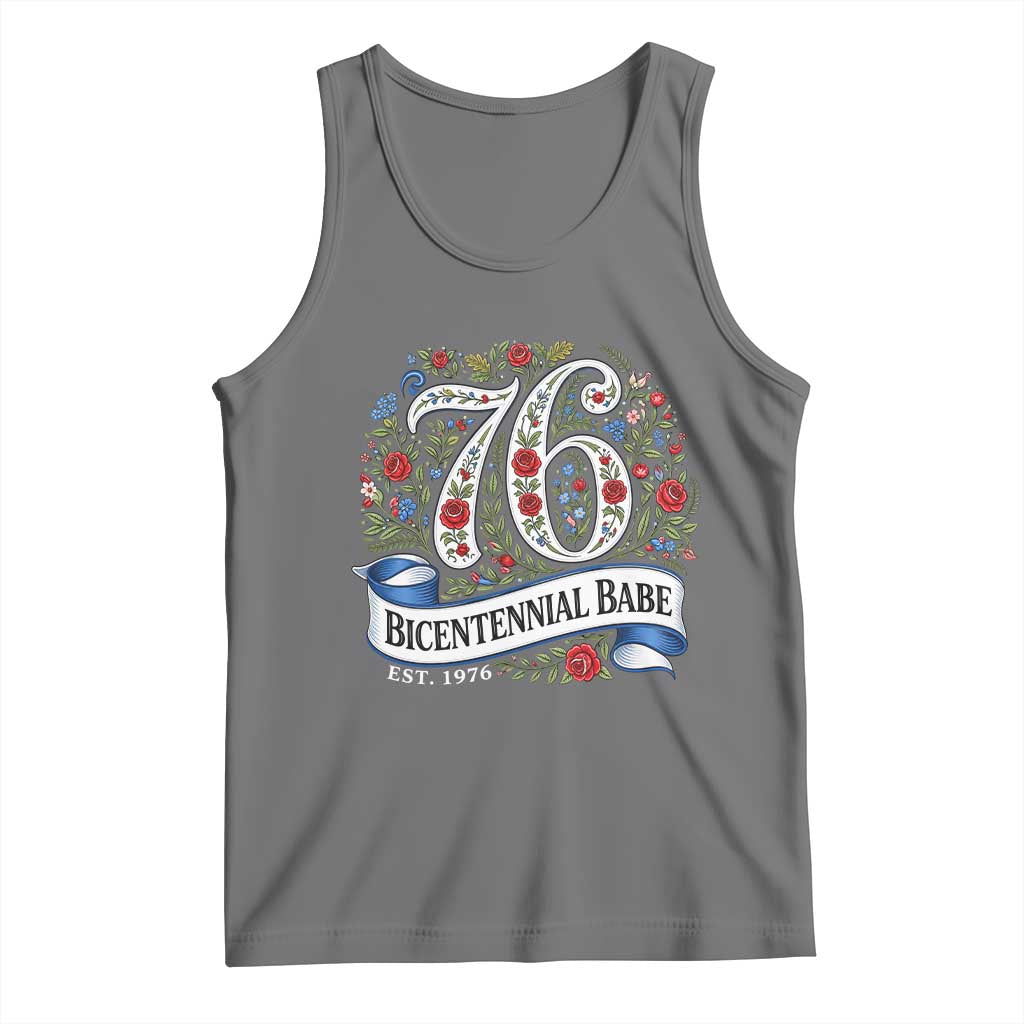 Vintage Floral Bicentennial Babe Est 1976 Tank Top Elegant 50th Birthday