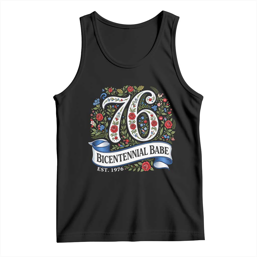 Vintage Floral Bicentennial Babe Est 1976 Tank Top Elegant 50th Birthday