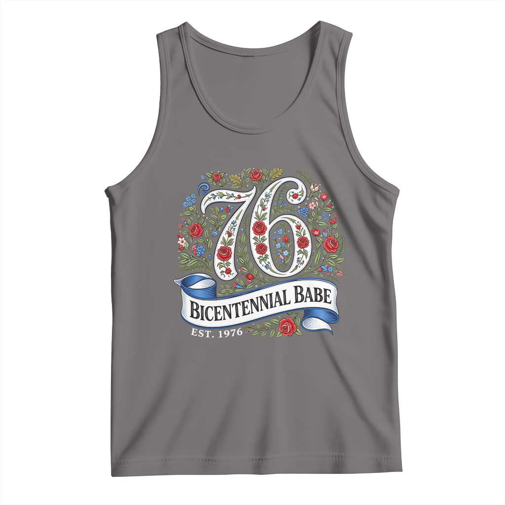 Vintage Floral Bicentennial Babe Est 1976 Tank Top Elegant 50th Birthday