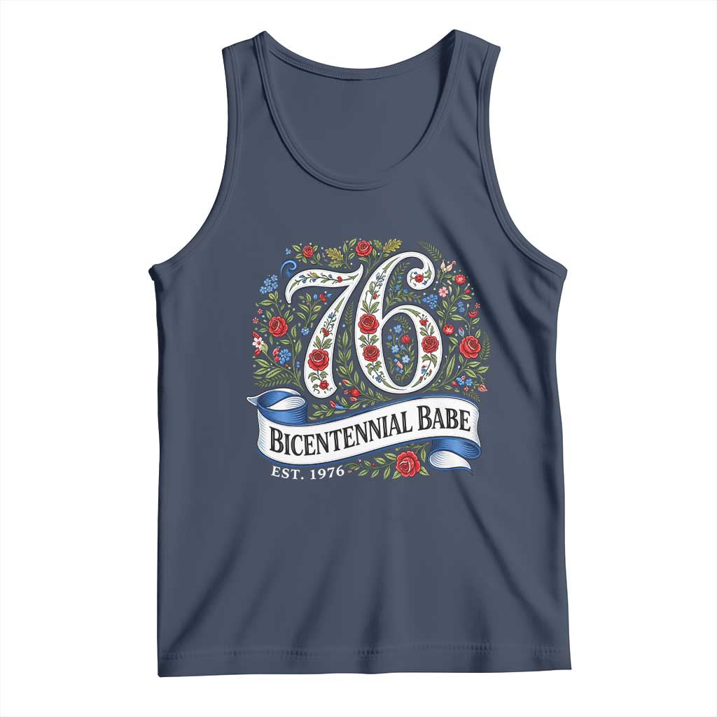 Vintage Floral Bicentennial Babe Est 1976 Tank Top Elegant 50th Birthday