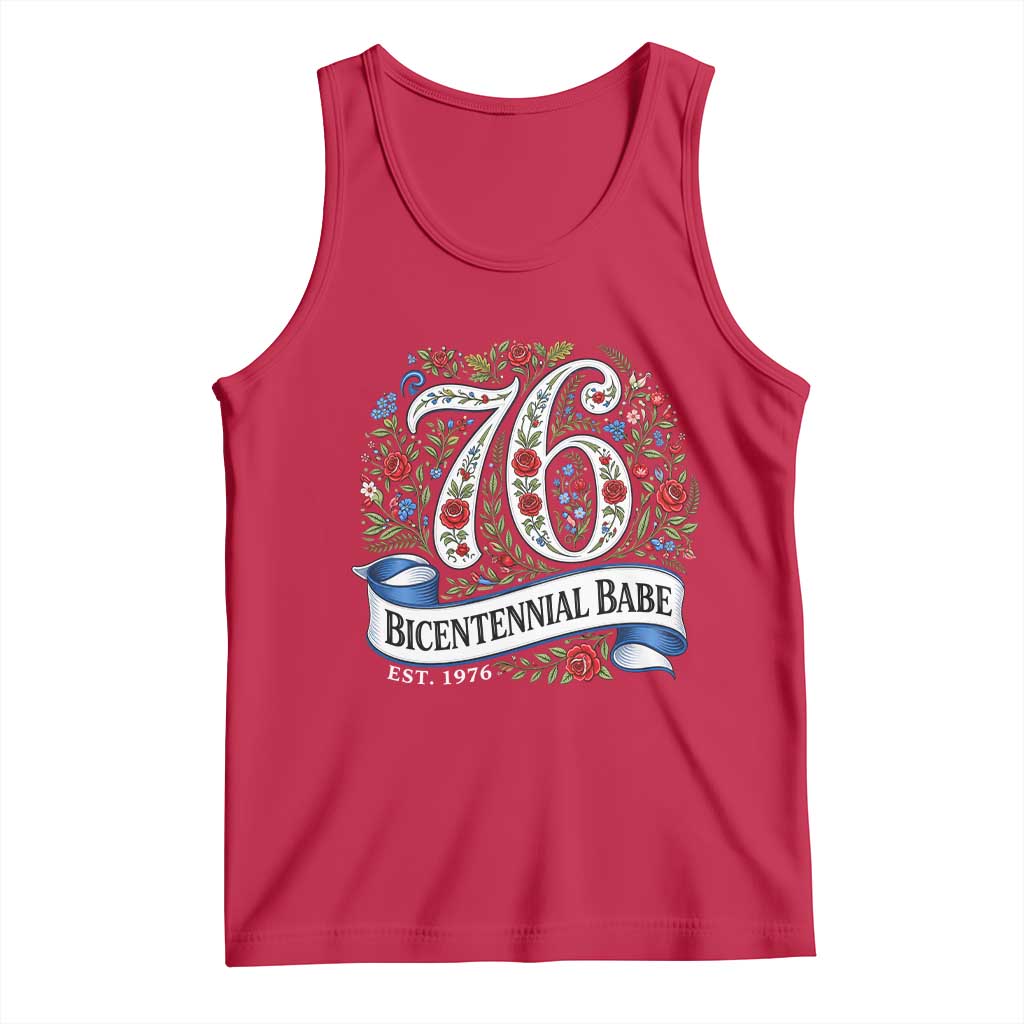 Vintage Floral Bicentennial Babe Est 1976 Tank Top Elegant 50th Birthday