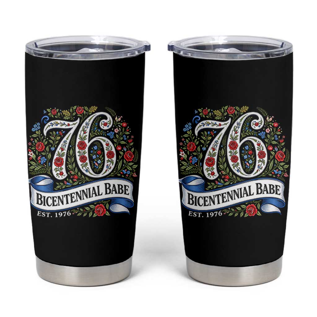Vintage Floral Bicentennial Babe Est 1976 Tumbler Cup Elegant 50th Birthday