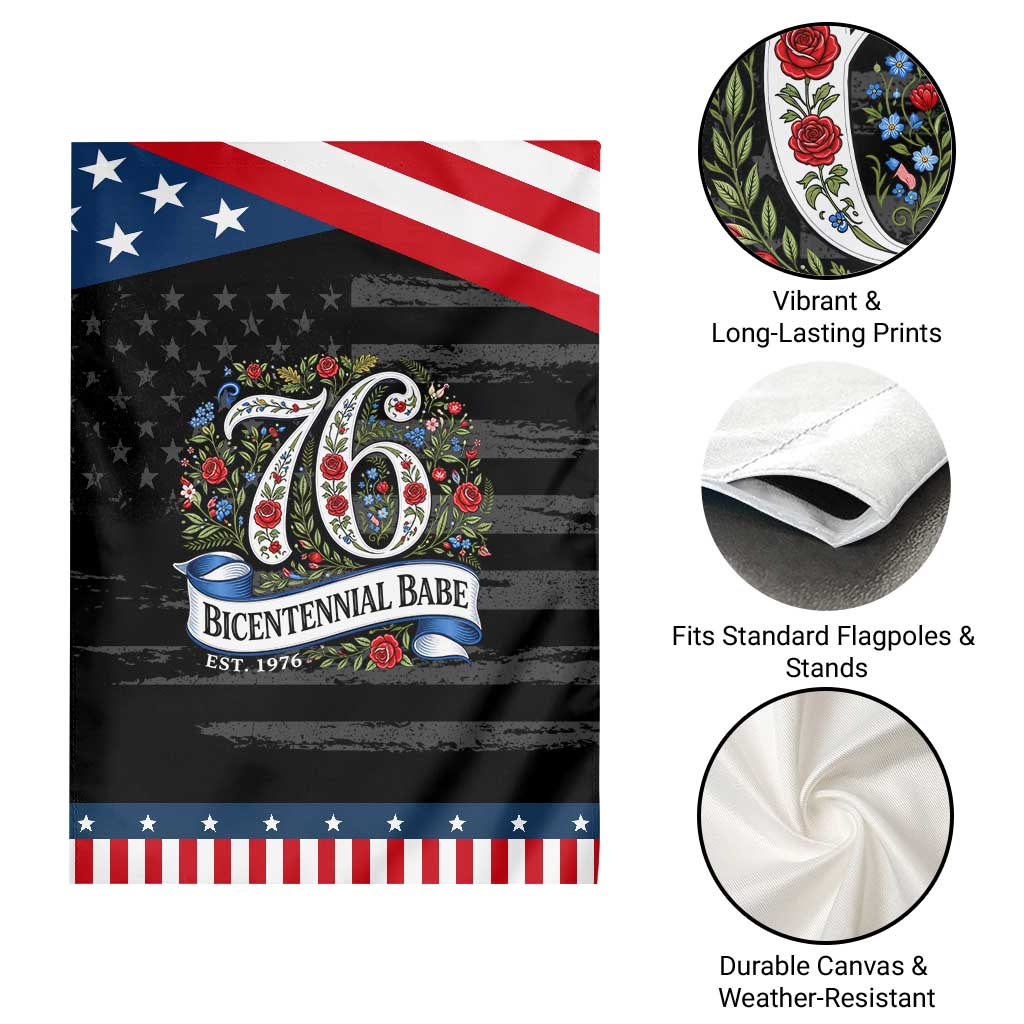 Vintage Floral Bicentennial Babe Est 1976 Patriotic Garden Flag Elegant 50th Birthday