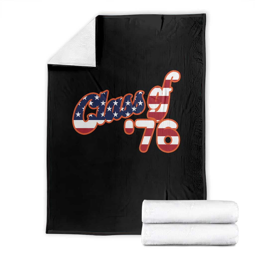 Patriotic Class of 76 Retro American Flag Script Throw Blanket Graduation Birthday Milestone