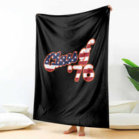 Patriotic Class of 76 Retro American Flag Script Throw Blanket Graduation Birthday Milestone