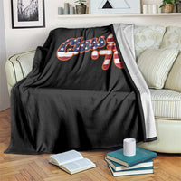 Patriotic Class of 76 Retro American Flag Script Throw Blanket Graduation Birthday Milestone