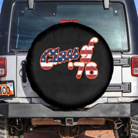 Patriotic Class of 76 Retro American Flag Script Spare Tire Cover Graduation Birthday Milestone