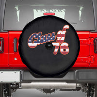 Patriotic Class of 76 Retro American Flag Script Spare Tire Cover Graduation Birthday Milestone