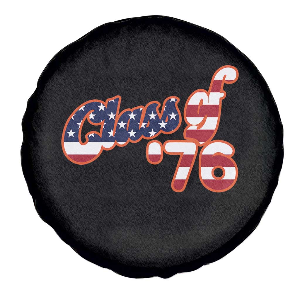 Patriotic Class of 76 Retro American Flag Script Spare Tire Cover Graduation Birthday Milestone