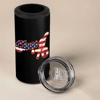 Patriotic Class of 76 Retro American Flag Script 4 in 1 Can Cooler Tumbler Graduation Birthday Milestone