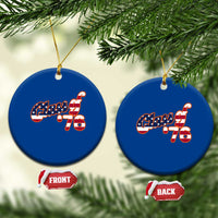 Patriotic Class of 76 Retro American Flag Script Ceramic Ornament Graduation Birthday Milestone