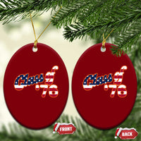 Patriotic Class of 76 Retro American Flag Script Ceramic Ornament Graduation Birthday Milestone