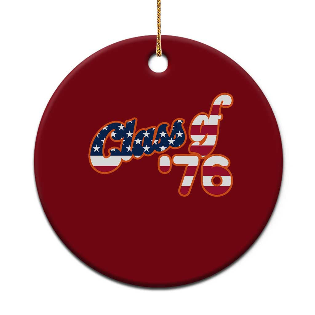 Patriotic Class of 76 Retro American Flag Script Ceramic Ornament Graduation Birthday Milestone