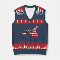 Patriotic Class of 76 Retro American Flag Script V-Neck Knit Sweater Vest Graduation Birthday Milestone