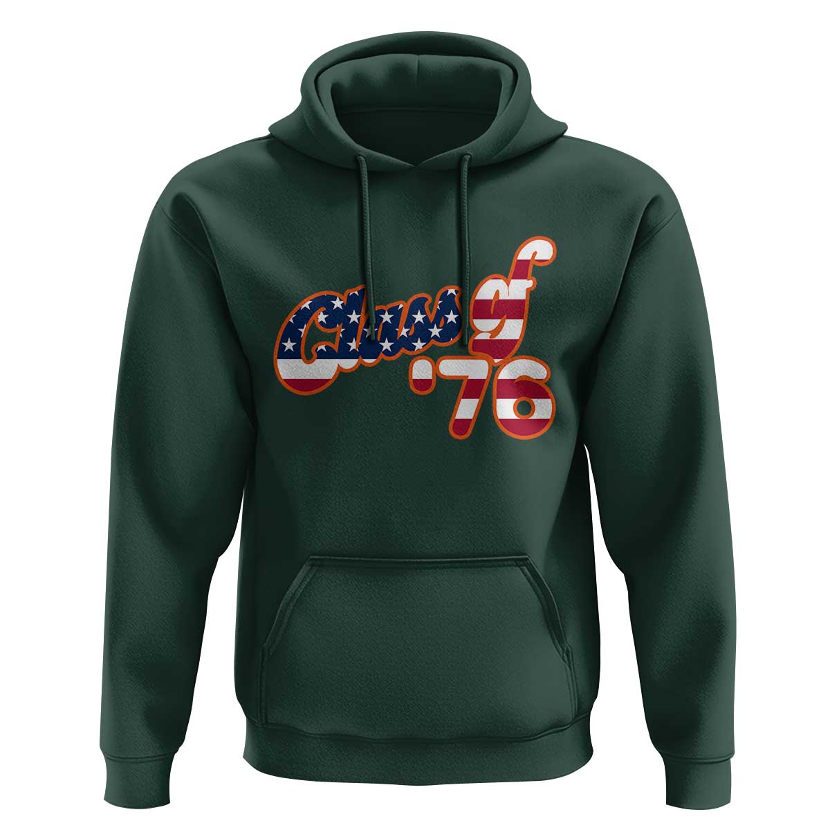 Patriotic Class of 76 Retro American Flag Script Hoodie Graduation Birthday Milestone