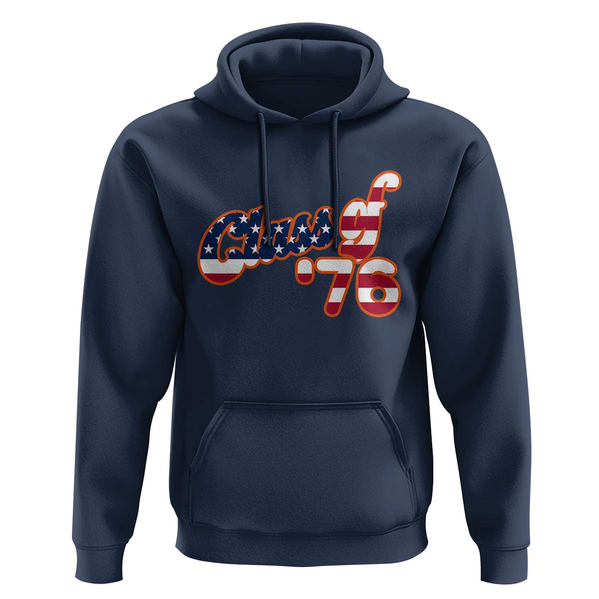Patriotic Class of 76 Retro American Flag Script Hoodie Graduation Birthday Milestone