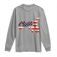 Patriotic Class of 76 Retro American Flag Script Long Sleeve Shirt Graduation Birthday Milestone