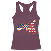 Patriotic Class of 76 Retro American Flag Script Racerback Tank Top Graduation Birthday Milestone