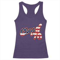 Patriotic Class of 76 Retro American Flag Script Racerback Tank Top Graduation Birthday Milestone
