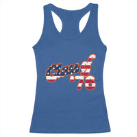 Patriotic Class of 76 Retro American Flag Script Racerback Tank Top Graduation Birthday Milestone