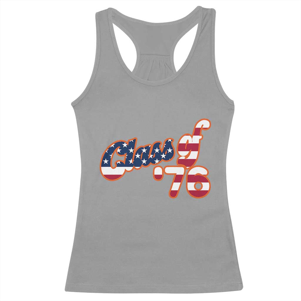 Patriotic Class of 76 Retro American Flag Script Racerback Tank Top Graduation Birthday Milestone