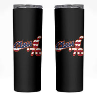 Patriotic Class of 76 Retro American Flag Script Skinny Tumbler Graduation Birthday Milestone