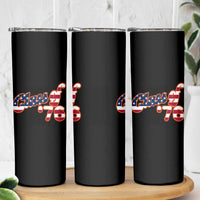 Patriotic Class of 76 Retro American Flag Script Skinny Tumbler Graduation Birthday Milestone