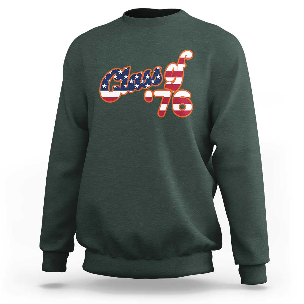 Patriotic Class of 76 Retro American Flag Script Sweatshirt Graduation Birthday Milestone