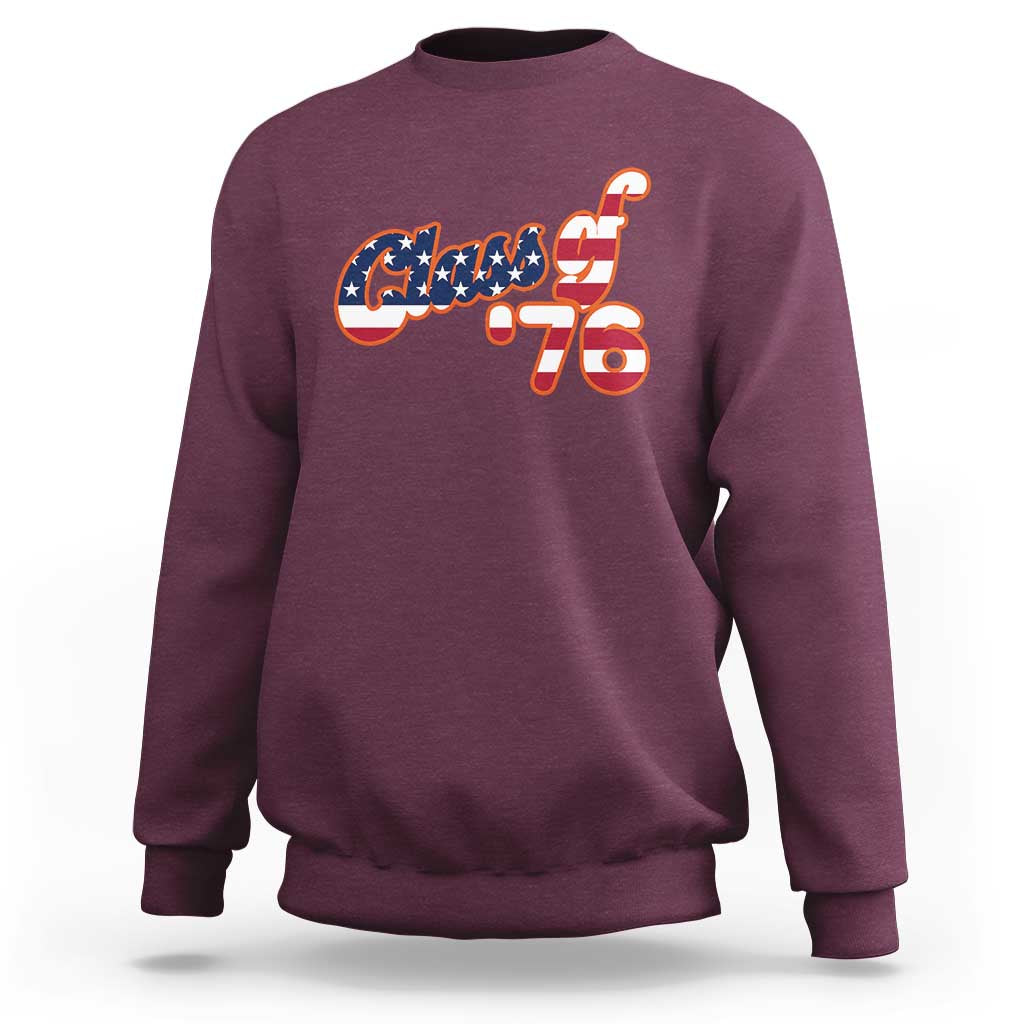 Patriotic Class of 76 Retro American Flag Script Sweatshirt Graduation Birthday Milestone