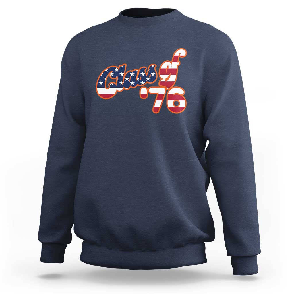 Patriotic Class of 76 Retro American Flag Script Sweatshirt Graduation Birthday Milestone