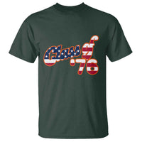 Patriotic Class of 76 Retro American Flag Script T Shirt Graduation Birthday Milestone