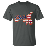 Patriotic Class of 76 Retro American Flag Script T Shirt Graduation Birthday Milestone